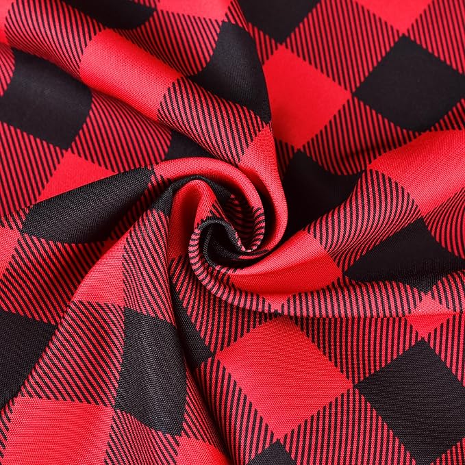 Red Waterproof Plaid Christmas Tablecloth Fabric - Square 58x58 Inch Classic Gingham Checker Holiday Table Cloth for Indoor Use - Xmas Table Cover for Picnics, BBQs, and Parties