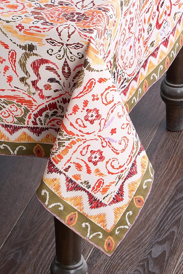 Maison d' Hermine Table Cloth Rectangle Table 100% Cotton 60 x 120 Inches Fall Tablecloth Reusable Everyday Use for Thanksgiving Christmas Decorations Dining Farmhouse Party (Damask)