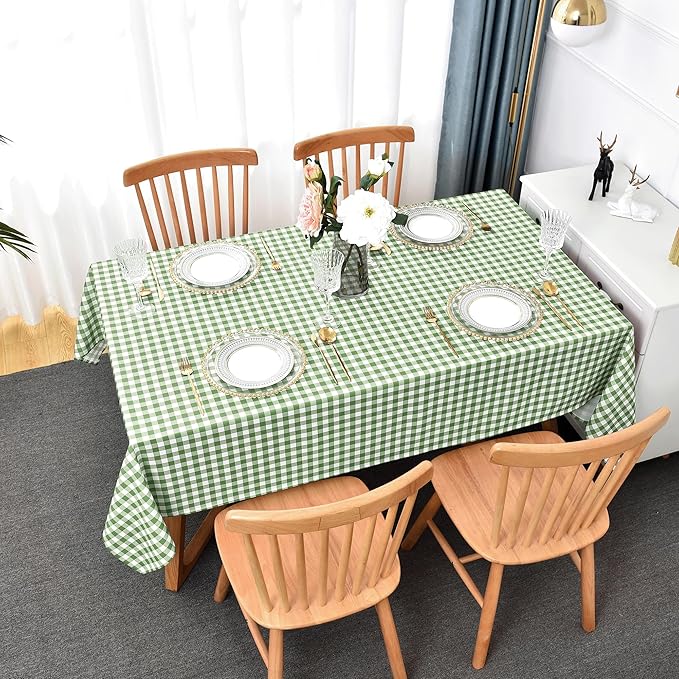 Classic Gingham Buffalo Tablecloth Fabric - Oblong 58x144 Inch Water Proof Checkered Table Cloth for Indoor Outdoor - Table Cover for Birthday, Picnics, BBQs, and Parties