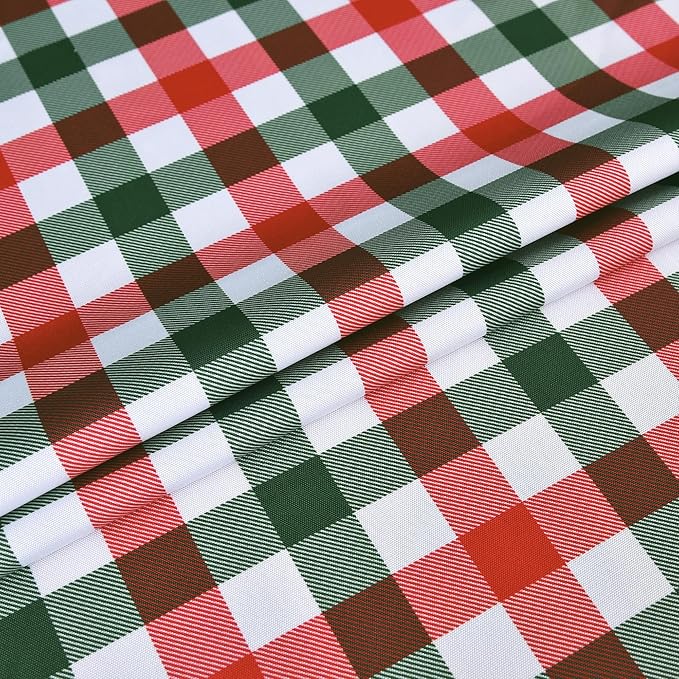 Classic Gingham Buffalo Xmas Tablecloth Fabric - Oblong 58x144 Inch Water Proof Checkered Table Cloth for Indoor Outdoor - Red Christmas Plaid Table Cover for Christmas, Holiday, New Year