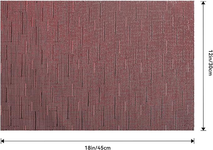 Leetaltree Burgundy Placemats Set of 4 - Heat Resistant Non-Slip Place mats for Dining Table, Washable Durable PVC Vinyl Woven Table Mats（Burgundy, 4）