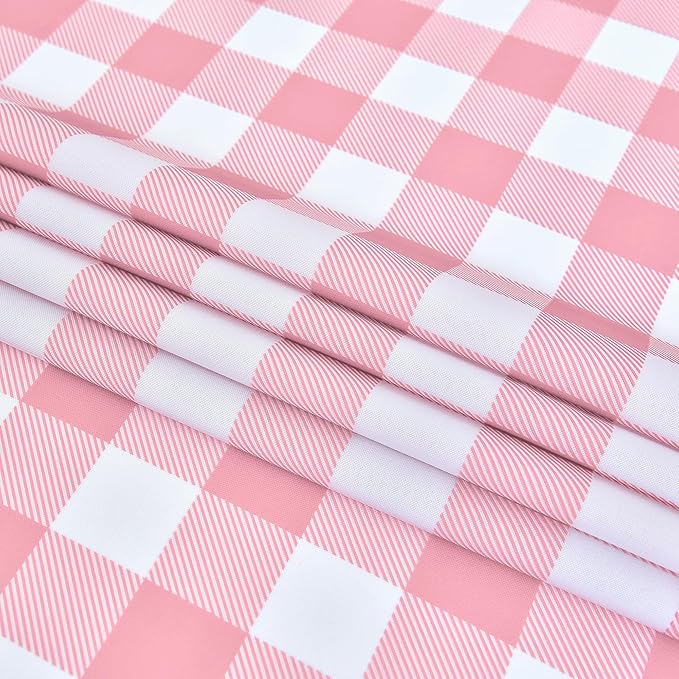 Waterproof Plaid Tablecloth Fabric - Round 58 Inch Classic Gingham Checker Table Cloth for Indoor/Outdoor Use - Buffalo Table Cover for Picnics, BBQs, and Parties