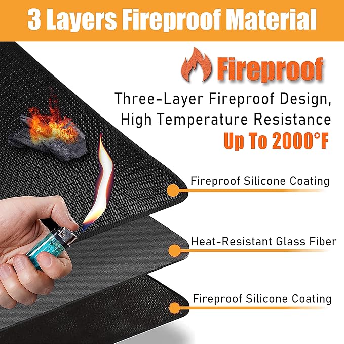 Grill Mats for Outdoor Grill - Fireproof BBQ Mats for Charcoal, Gas Grills to Protect Patio and Deck, Oil-proof and Water-proof Accessories Compatible with Blackstone, Weber, Royal Gourmet, 60 x 42 in