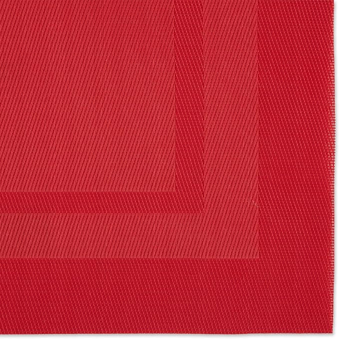 DII PVC Tabletop Collection Woven Indoor/Outdoor, Placemat Set, 13x17.25, Tango Red, 6 Piece