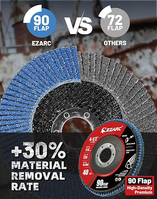 EZARC Flap Discs 40 Grit, 4.5" x 7/8" High Density Jumbo Zirconia Flap Sanding Disc Type 29 for Sanding, Rust Removal, Finishing, Grinding, Deburring (12 Pack)