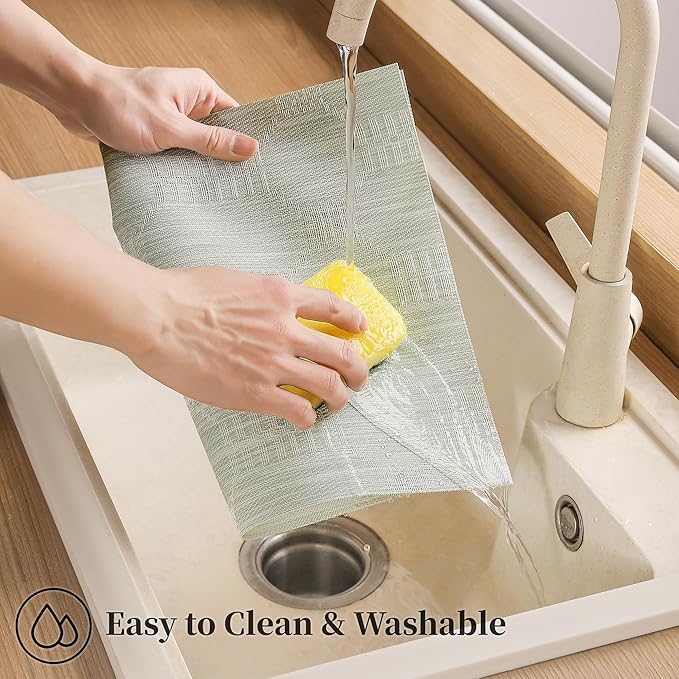 Leetaltree Mint Cream Placemats Set of 12 - Heat Resistant Non-Slip Place mats for Dining Table, Washable Durable PVC Vinyl Woven Table Mats（Mint Cream, 12）