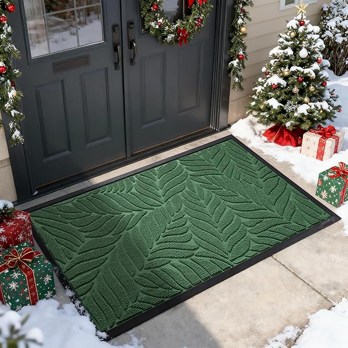 Yimobra 47x32 Large Door Mat Outdoor Indoor, All-Season Waterproof Door Mat Outside Entrance, All-Weather Non-Slip Outside Doormat for Garage Patio Entryway, Green