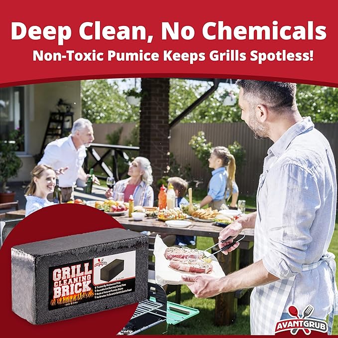 Commercial Grade Grill Cleaning Brick Bulk 12 Pack by Avant Grub. Pumice Stone Cleaner Tool Cleans and Sanitizes Restaurant Flat Top Grills or Griddles Effectively Without Harsh Chemicals or Abrasives