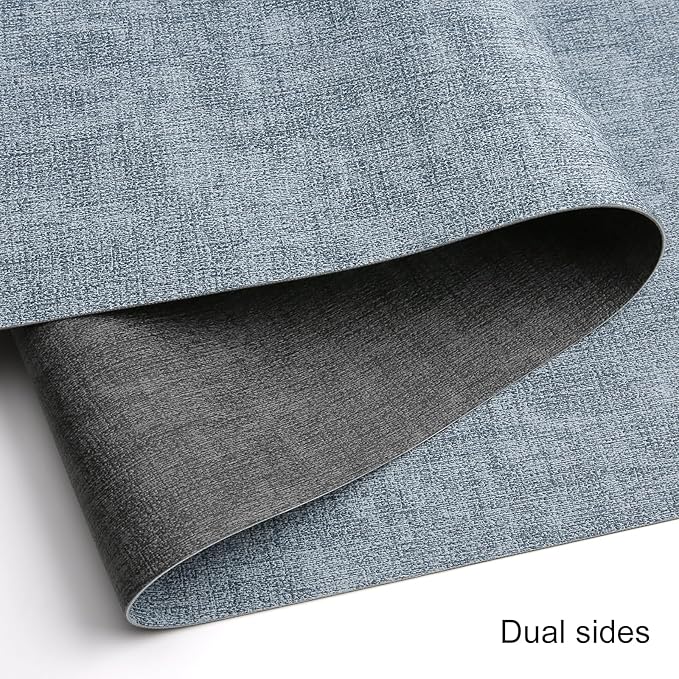 Table Runners 72 Inches Long, Dual-Sided Faux Leather Farmhouse Table Runner Waterproof Heatproof Non-Slip for Living Room Party Home Decor Holiday Decorations(Gray Light Blue, 12 x 72 Inch)