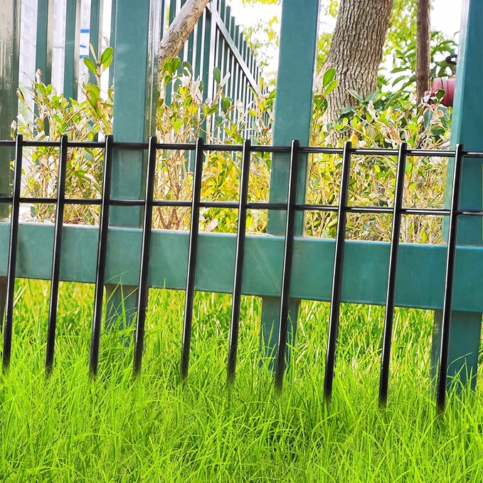 Adavin Small or Medium Animal Barrier Fence,20pack Black 20 In(L)X12 In(H) 1.6in Spacing No Dig Fence For Dogs, Metal Heavy Duty Fence for Cats Rabbits Critters, Garden Fencing For Yard. Total 33.5 Ft