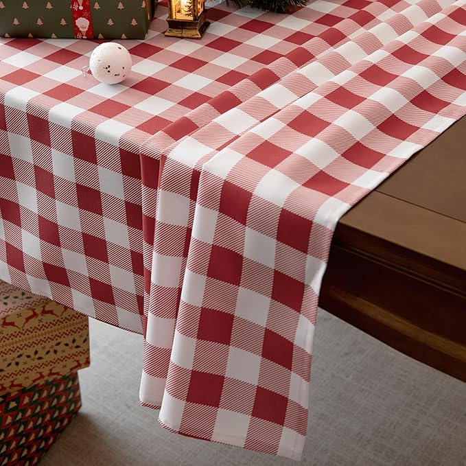 Waterproof Checkered Tablecloth Fabric - Rectangle 58x84 Inch Classic Gingham Buffalo Plaid Table Cloth for Indoor/Outdoor Use - Washable Table Cover for Kitchen, BBQs, and Parties