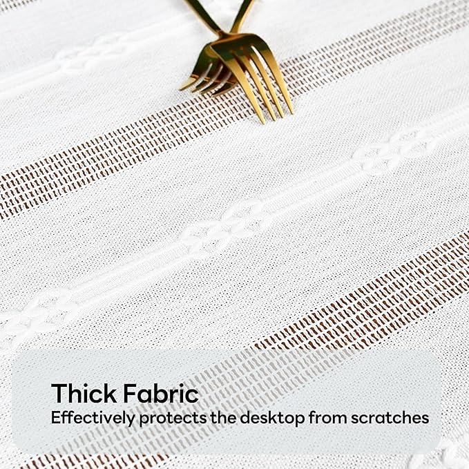 White Cotton Table Cloth for Rectangle Table Heavy Duty Farmhouse Vintage Tablecloth Washable Rustic Table Cover(White, 52''x120'')