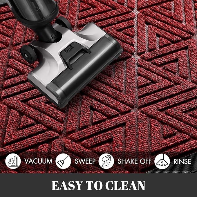 Yimobra Extra Large Door Mat 60x36, All-Weather Waterproof Non-Slip Welcome Matt Outdoor, Heavy Duty Non Slip Doormat for Entryway for Patio and Garage Indoor, Easy Clean, Black Red
