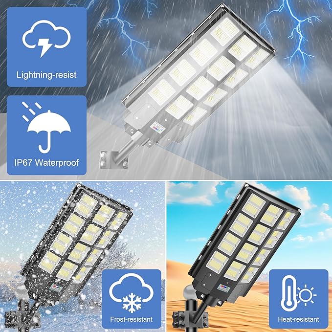loyoele 9000W Solar Parking Lot Lights 360000LM 7000K LED Solar Street Lights Outdoor Waterproof Dusk to Dawn Street Lights Solar Powered,with Motion Sensor,Yard