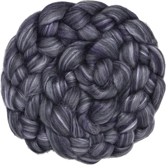 Merino Silk Luxe Tonal Designer Blend. Superfine Merino, Mulberry Silk, Tussah Silk. Top Roving for Spinning or Felting. Twilight 4oz