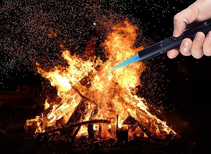4 Pack Butane Torch Lighter, Urgrette 6-inch Refillable Pen Lighter Pencil Torch Lighter Long Torch Adjustable Jet Flame Butane Lighter for Grill BBQ Candle Camping Fireplace (Gas Not Included) Black