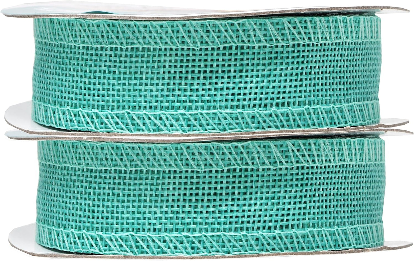 Mandala Crafts Turquoise Burlap Ribbon 1 Inch Wide Jute Ribbons for Crafts - 20 Yds Roll Rustic Burlap Wrap Trim Ribbons for Wreaths Bows Wedding Party Decoration
