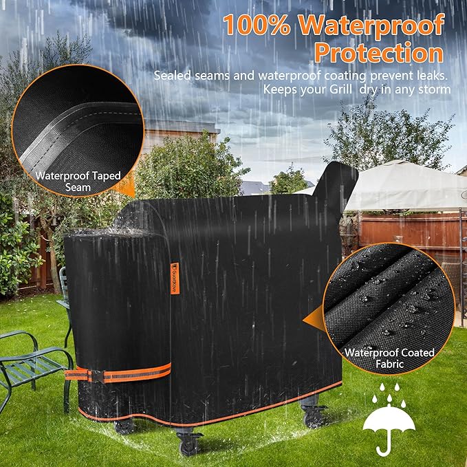 [Upgraded 1000D Heavy Duty Fabric]Grill Cover for Traeger Pro 34/780 Series, Waterproof Wood Pellet Smoker Cover, Tear & Fade Resistant with Buckle,Zipper, for Treager Pro 34/780/Texas 34, Z Grills700