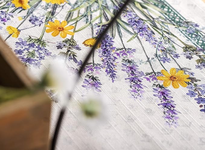 Maison d' Hermine Table Cloth Rectangle Table 100% Cotton 54 x 72 Inches Tablecloth Reusable Decorative for Dining Room, Farmhouse, Home, Party, Festive & Wedding Spring Summer - Fanny Lavender