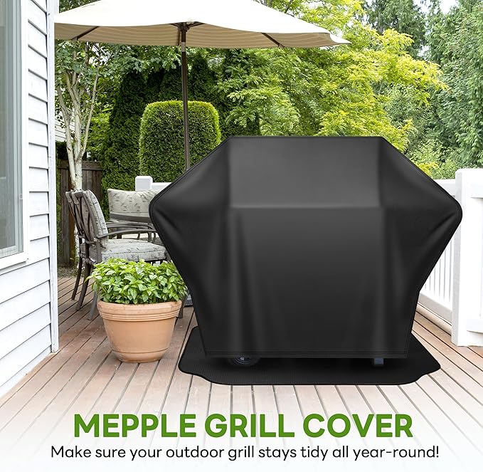 Grill Cover 60 Inch & Under Grill Mat,Waterproof Fade Resistant Anti-UV Barbecue Grill Cover & Weather Protection BBQ Cover for Griddle Outdoor,Compatible with Weber Nexgrill Charbroil Grill