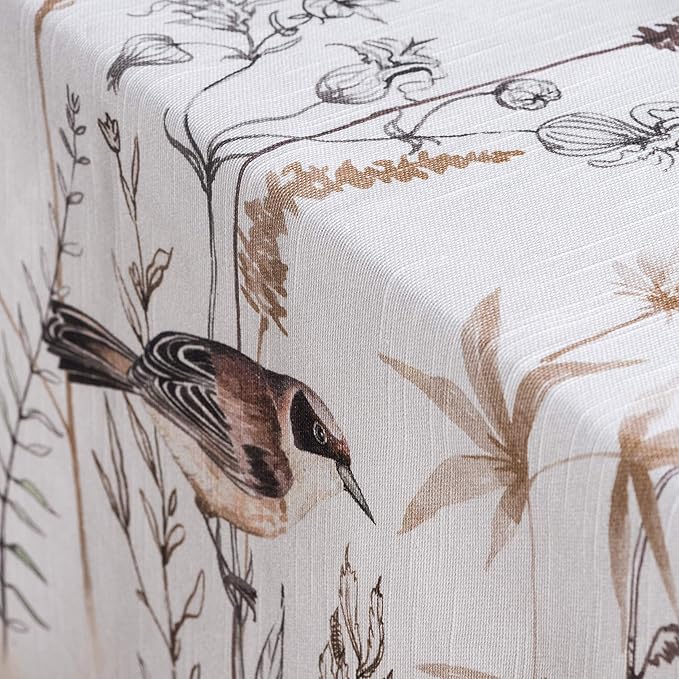 Maison d' Hermine Table Cloth Rectangle Table 100% Cotton 54 x 72 Inches Tablecloth Reusable for Dining Room, Farmhouse, Home, Party, Festive & Wedding Spring Summer - Meadow Florals - Brown