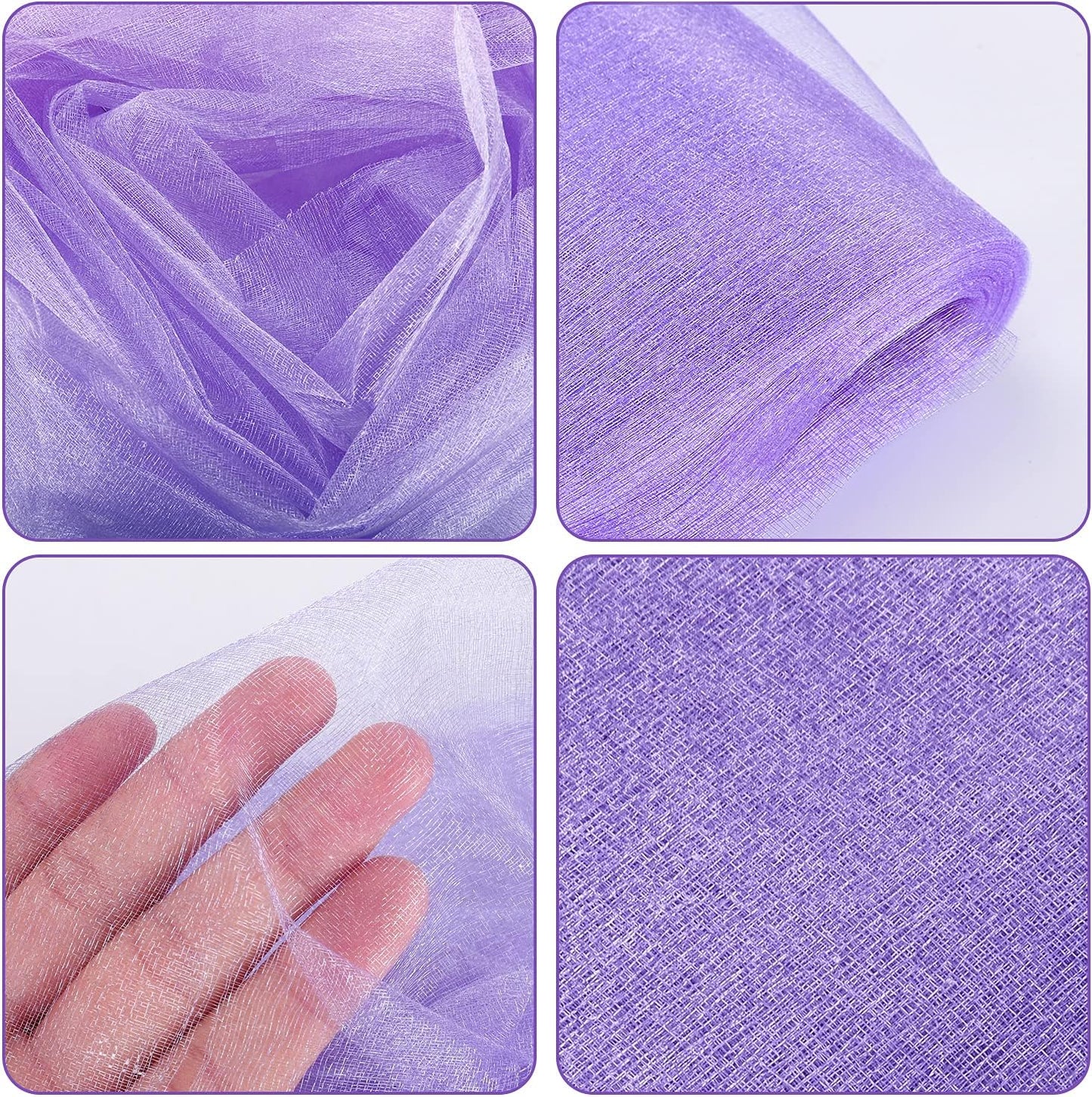 Crystal Organza Fabric Tulle - 16" by 50 Yards Sheer Fabric for Wedding Party Decoration Bridal Shower Tutu Roll Netting Spool Ribbon Wrapping (Lavendar)