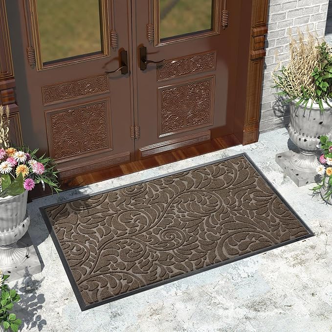 Yimobra Large Door Mat Outside Entrance 47x32, Waterproof Sturdy Outdoor Mats for Front Door, Heavy Duty Non-Slip Doormat for Garage Patio Entryway Indoor, Easy Clean, Brown