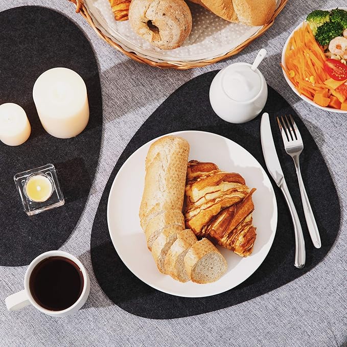 Chillify Table Coaster Set of 6 | Non-Slip, Heat-Resistant, Washable Placemats | Suitable for Outdoor Use | Dark Gray, Oval
