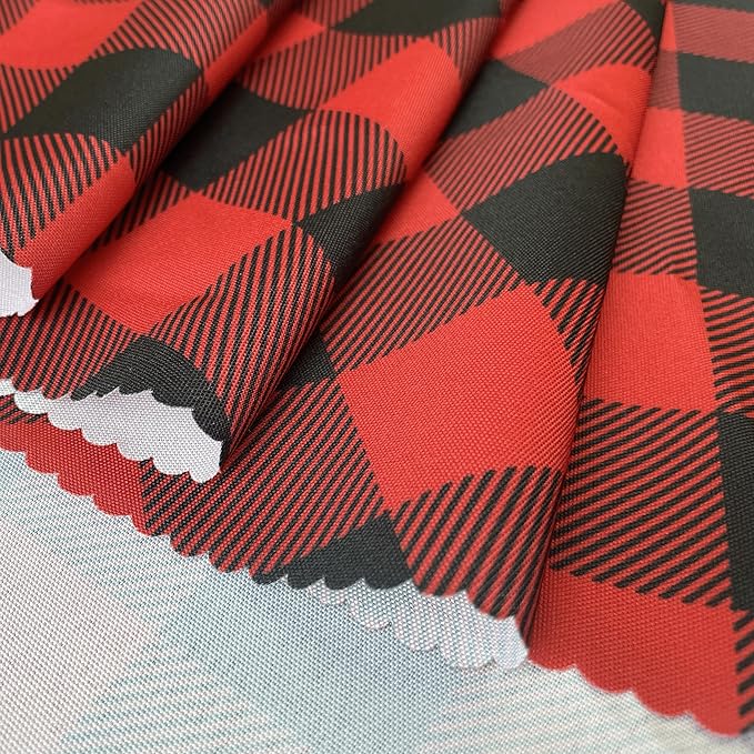 Waterproof Plaid Tablecloth Fabric - Round 108 Inch Classic Gingham Checker Table Cloth for Indoor/Outdoor Use - Buffalo Table Cover for Picnics, BBQs, and Parties