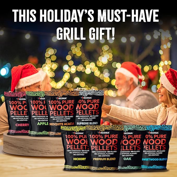 Kona Wood Pellets All Variety Pack, Intended for Ninja Woodfire Outdoor Grill, Wood Fire Oven & Smoker, 8, 1lb Resealable Bags