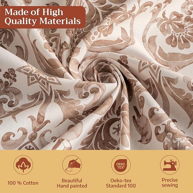 Maison d' Hermine Table Cloth Round Table 100% Cotton 69 Inches Fall Tablecloth Reusable Everyday Use for Thanksgiving Christmas Decorations Dining Farmhouse Party (Allure)