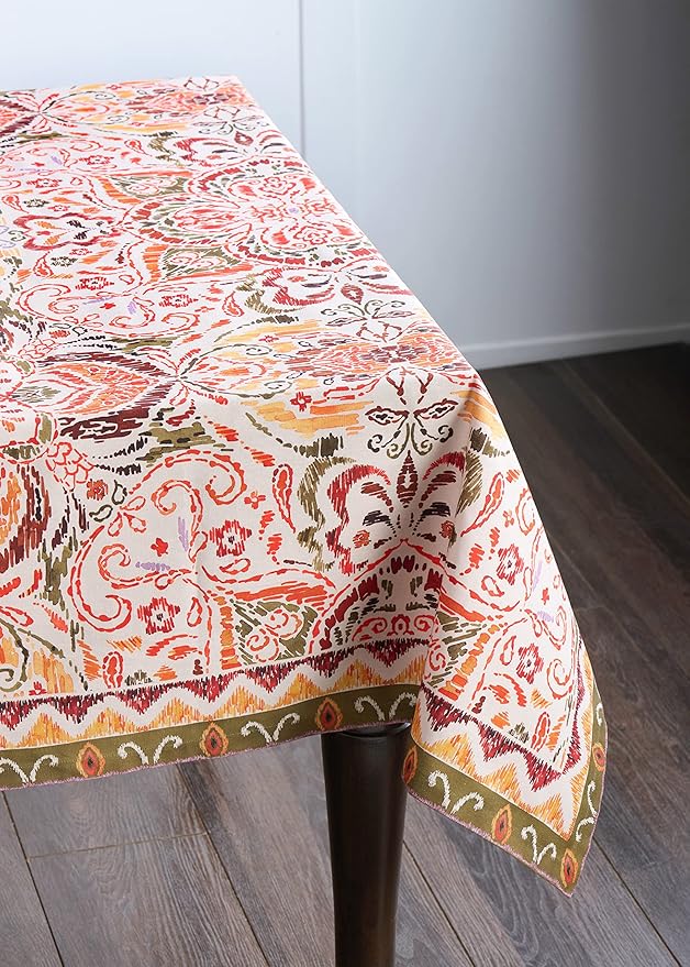 Maison d' Hermine Table Cloth Rectangle Table 100% Cotton 60 x 108 Inches Fall Tablecloth Reusable Everyday Use for Thanksgiving Christmas Decorations Dining Farmhouse Party (Damask)