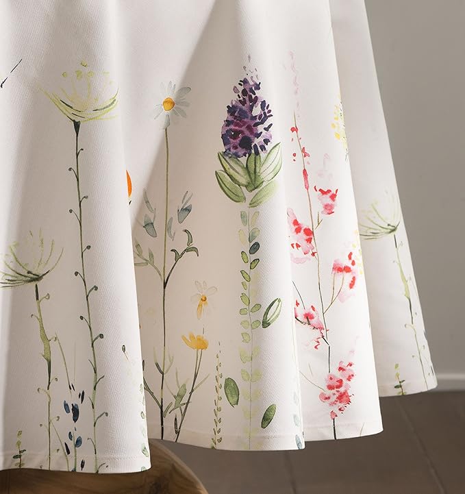Maison d' Hermine Table Cloth Round Table 100% Cotton 69 Inches Tablecloth Reusable Decorative Everyday Use for Dining Room, Farmhouse, Home, Party, Festive & Wedding Spring Summer - Botanical Fresh