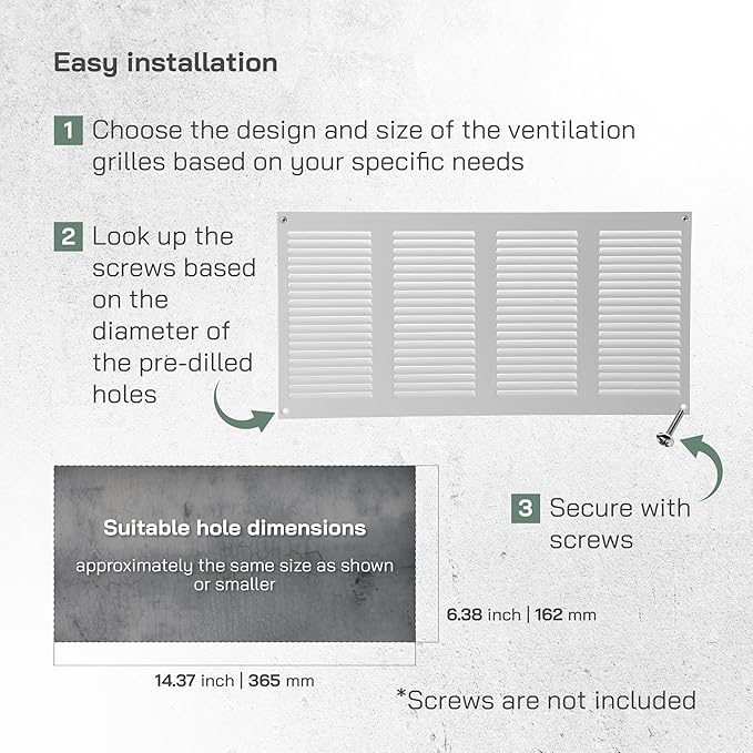 Vent Systems 16" x 8" Inch (Overall Dimensions) Pack of 2 - White - Air Vent Cover Metal Air Return Grill with Built-in Pest Guard Screen HVAC Vent Duct Cover for Home Improvement