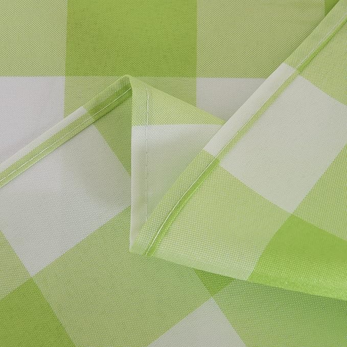 Cupuamon 2 Pack Waterproof Polyester Fabic Square Checkered Tablecloth，54x54 Outdoor Table Cloth，Oil Stain Prevention Table Cloth for Pinics and Parties（Emerald and White）