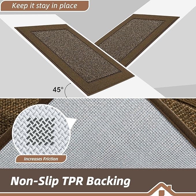 BEQHAUSE Indoor Door Mat 32" x 48", Dirt Trapper Door Mats Non-Slip Entryway Rugs Washable, Resist Dirt Absorbent Welcome Mat, Low Profile Floor Mats for Front Back Door and Entryway, Brown