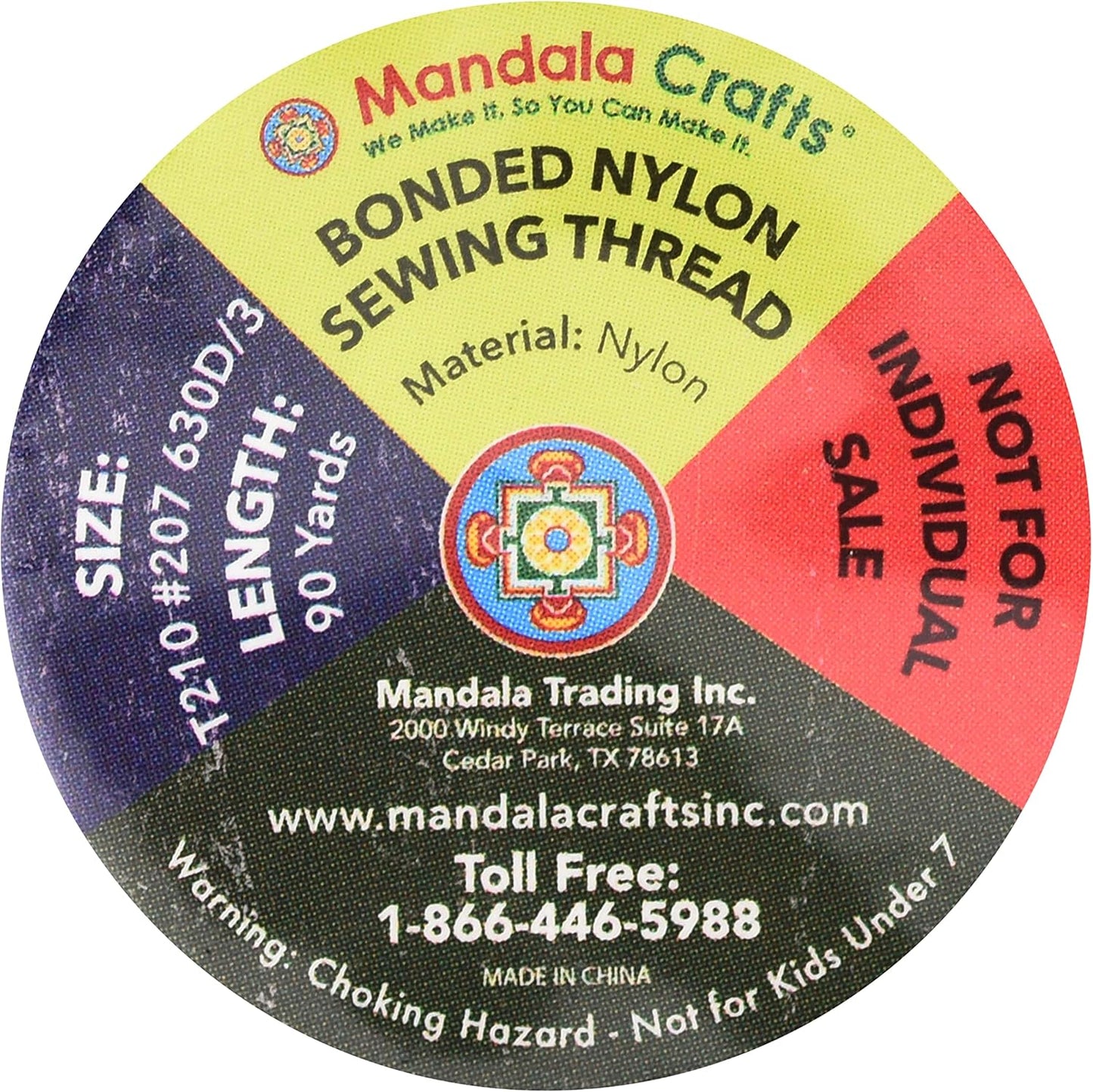 Mandala Crafts Bonded Nylon Thread 12 Neutral Colors Heavy Duty Sewing Threads - 1080 YDs Size 207 630D T210 Tex 210 Thread for Leather Jeans Weaving Outdoor Marine Upholstery Threads