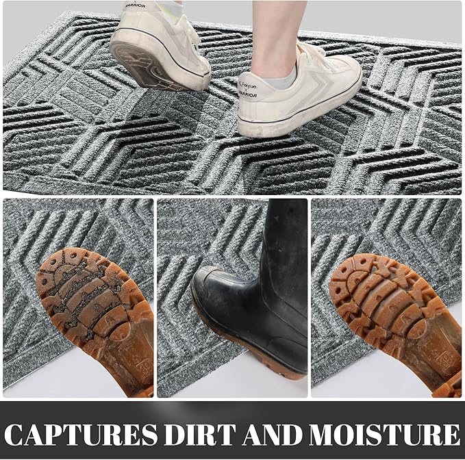 Yimobra Outdoor Indoor Runner Mat 72x24, All-Season Waterproof Entrance Mat for Front Door with Drainage Holes, Heavy Duty Non-Slip Doormat for Garage Patio Entryway, Black Gray
