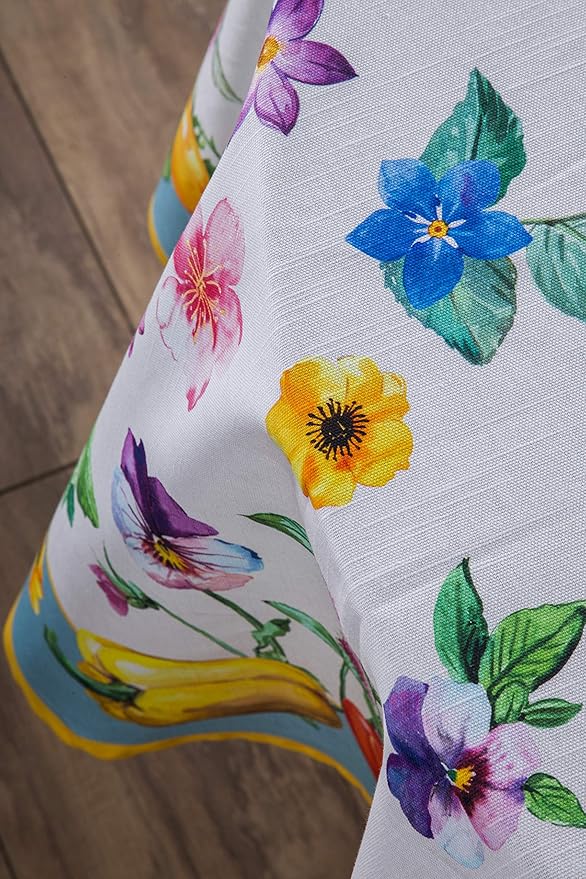 Maison d' Hermine Table Cloth Round Table 100% Cotton 69 Inches Tablecloth Reusable Decorative Everyday Use for Dining Room, Farmhouse, Home, Party, Festive & Wedding Spring Summer - Giverny