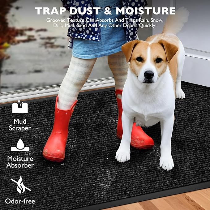 Custom Size Extra Large Front Door Mat, 2FT x 62FT Indoor Outdoor Entrance Commercial Floor Mat, Heavy Duty Dirt Trapper Doormat for Entryway Welcome Mat, Low Profile, Non-Slip, Waterproof