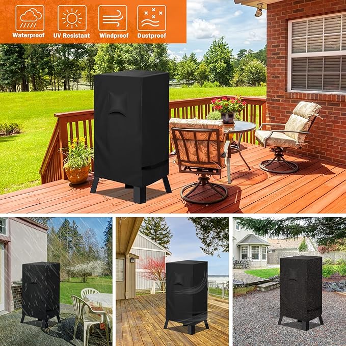 iCOVER 40 inch Smoker Cover for Masterbuilt - 25.5" LX19 D X 40" H 600D Square Smokers Covers Water Proof Canvas Heavy Duty for 40-Inch Electric Vertical BBQ, Black