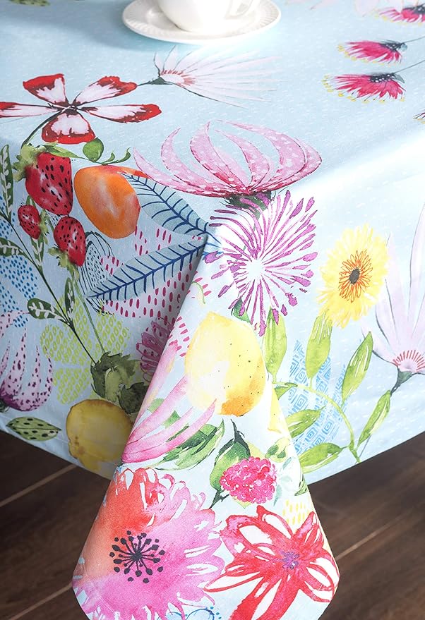 Maison d' Hermine Table Cloth Rectangle Table 100% Cotton 70 x 108 Inches Tablecloth Reusable for Dining Room, Farmhouse, Home, Party, Festive & Wedding Spring Summer - Jardin D'Ete - Mint