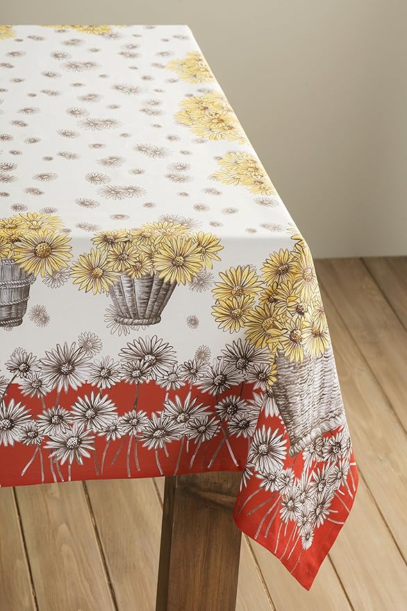 Maison d' Hermine Table Cloth Rectangle Table 100% Cotton 54 x 72 Inches Fall Tablecloth Reusable Everyday Use for Thanksgiving Christmas Decorations Dining Farmhouse Party (Bagatelle)