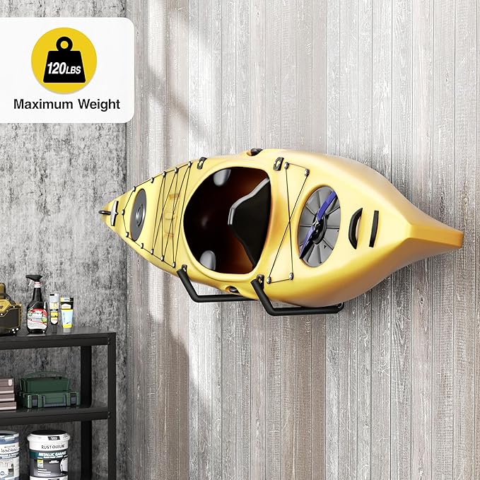 niffgaff Heavy Duty Garage Storage Hooks - 120 LB Capacity Wall Mounted Rack for Kayaks, Ladders, and Bikes
