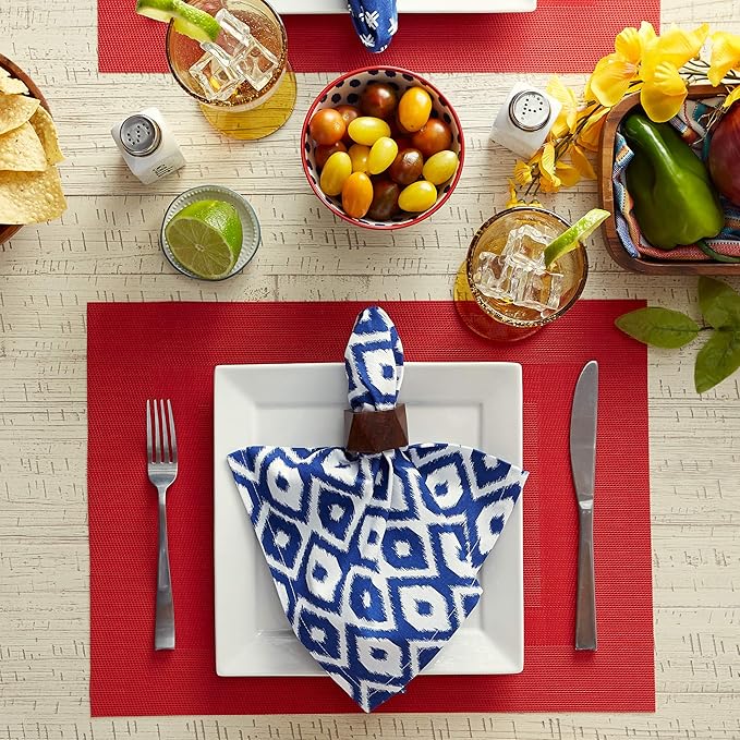 DII PVC Tabletop Collection Woven Indoor/Outdoor, Placemat Set, 13x17.25, Tango Red, 6 Piece