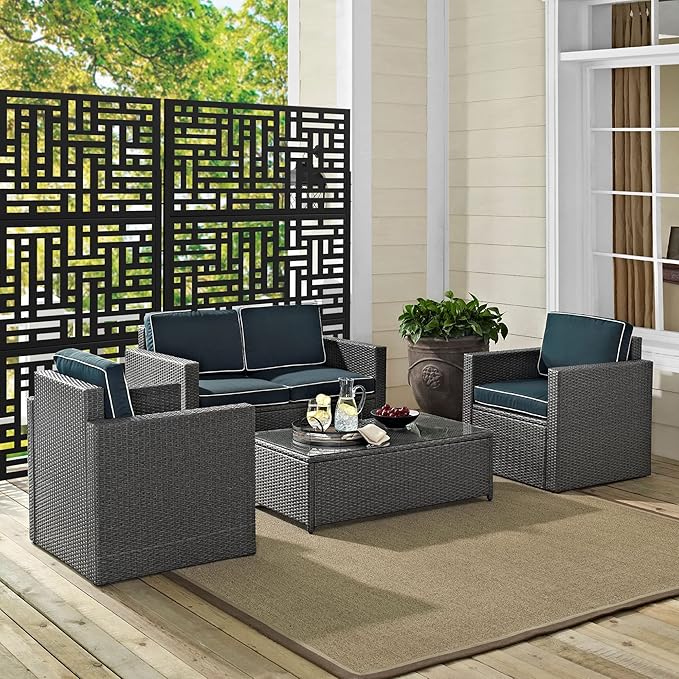 Metal Privacy Screen 72" H47 W,Freestanding Decorative Outdoor Panel for Balcony Patio Lawn Garden,Fence-Black & Street