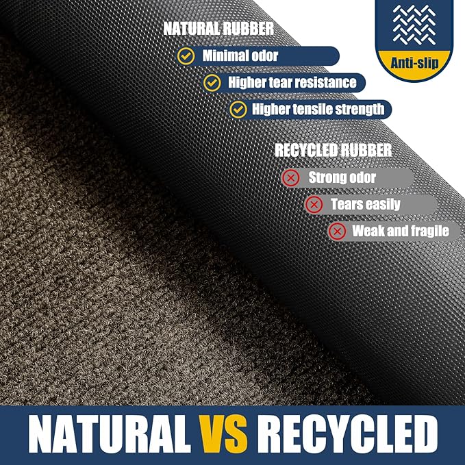 Extra Large Front Door Mat Outside Entrance Indoor Doormat, 71" x 24" Outdoor Mats for Patio Waterproof, Outdoor Door Mats for Outside Entry, Indoor Rugs for Entryway, Sturdy Natural Rubber, Begie