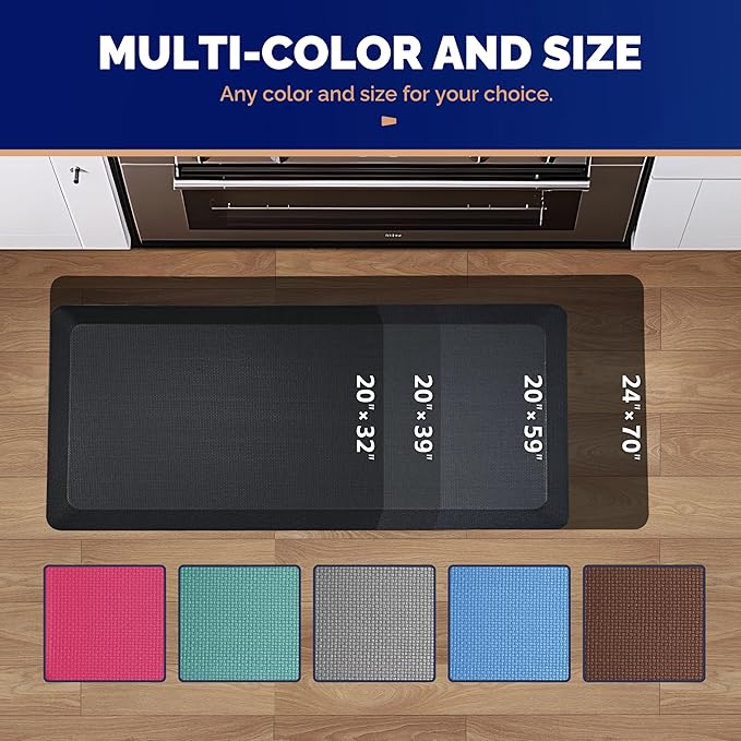 FEATOL Anti Fatigue Mat for Standing, 9/10 Extra Thick Ergonomic Standing Desk Mat, Comfort & Durable Memory Foam Standing Mat at Home,Office All Day (20" x 39", Black, 4PC)