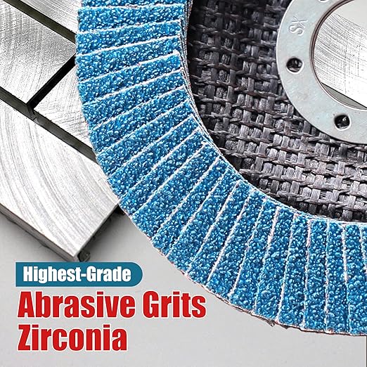 EZARC Flap Disc 4 1/2 Inch for Anger Grinder, 10 PCS 60 Grit Zirconia Grinder Sanding Disc, Type 29 Abrasive Grinding Wheel for Stainless Steel, Sheet Metal (7/8 inch Arbor Size)