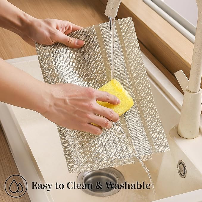 Leetaltree Stardust Yellow Placemats Set of 4 - Heat Resistant Non-Slip Place mats for Dining Table, Washable Durable PVC Vinyl Woven Table Mats（Stardust Yellow, 4）